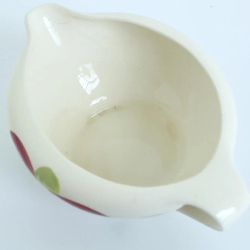 Vintage Hand Painted Red Floral Ceramic Gravy‎ Boat Creamer 6.5in